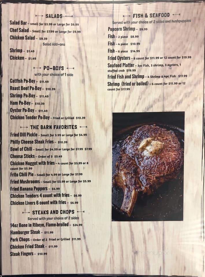 The Barn - Columbia, LA menu_pic