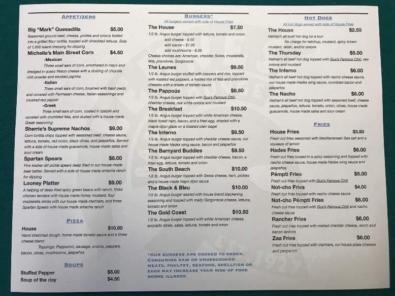 Leunes Tavern - Honesdale, PA menu_pic