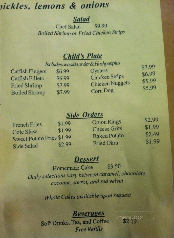 Nothing Fancy Fish House - Leary, GA menu_pic