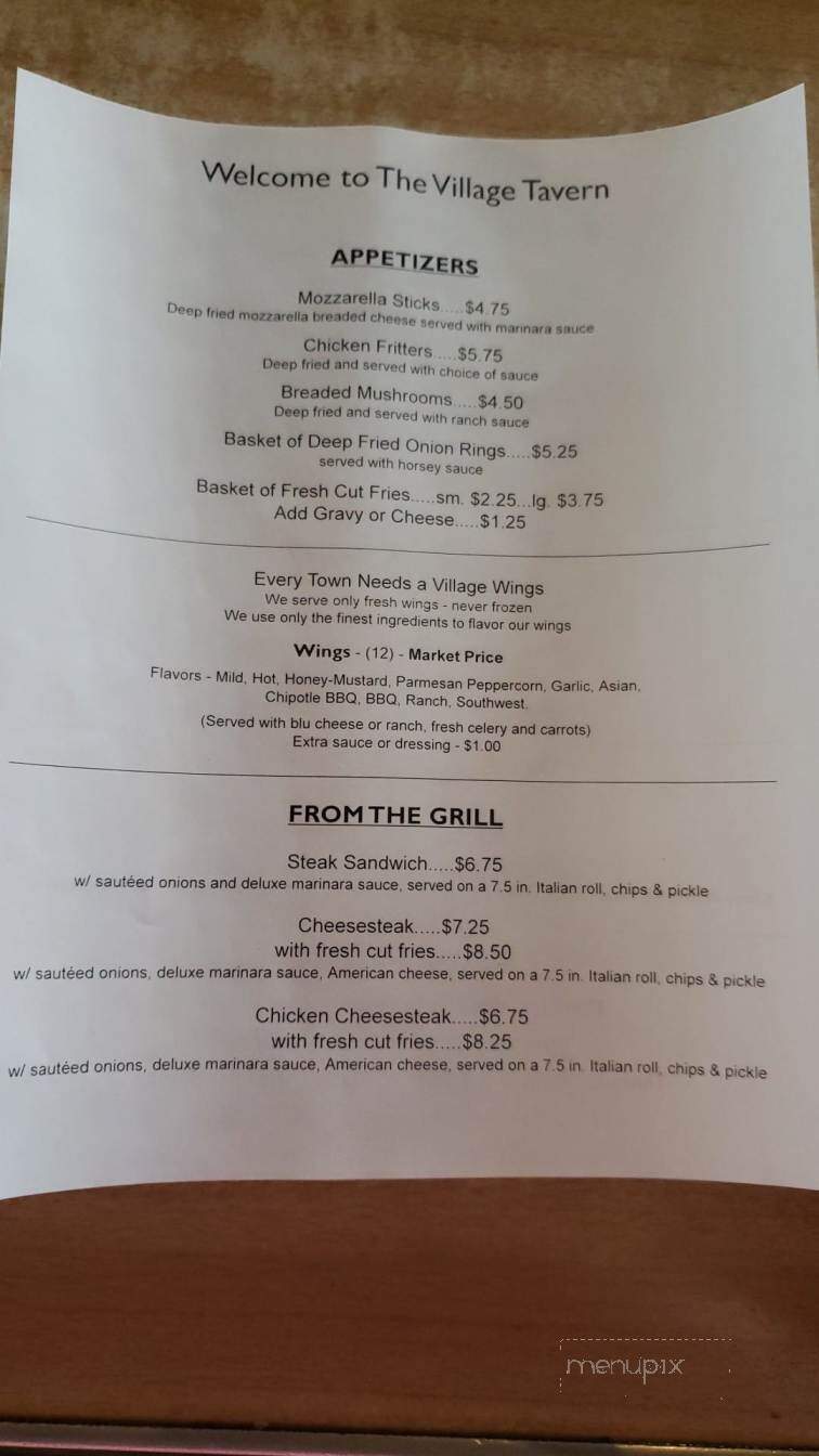Village Tavern - Leesport, PA menu_pic