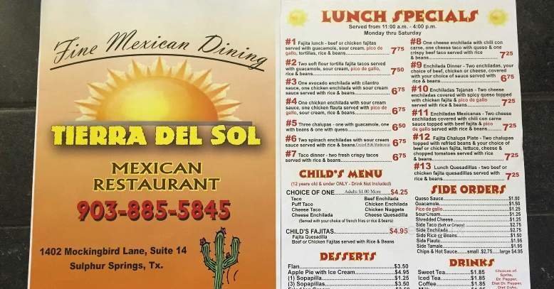 Tierra Del Sol - Sulphur Springs, TX menu_pic