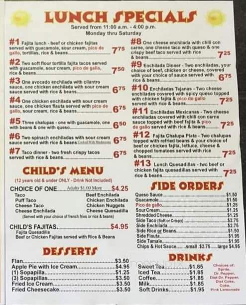 Tierra Del Sol - Sulphur Springs, TX menu_pic