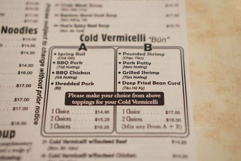 Pho 1 Vietnamese Restaurant - Honolulu, HI menu_pic