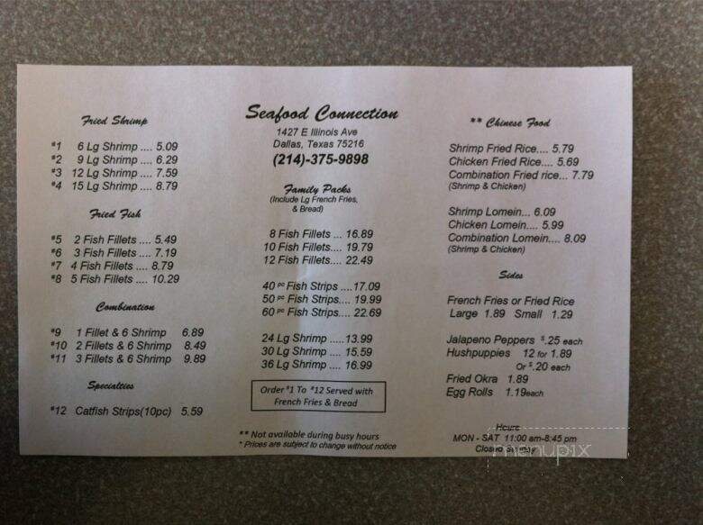 Seafood Connection - Dallas, TX menu_pic