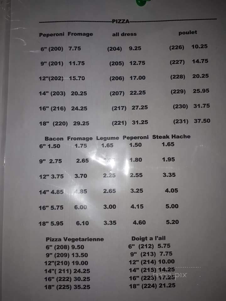 Resto du Coin - Saint-Alphonse-De-Caplan, QC menu_pic