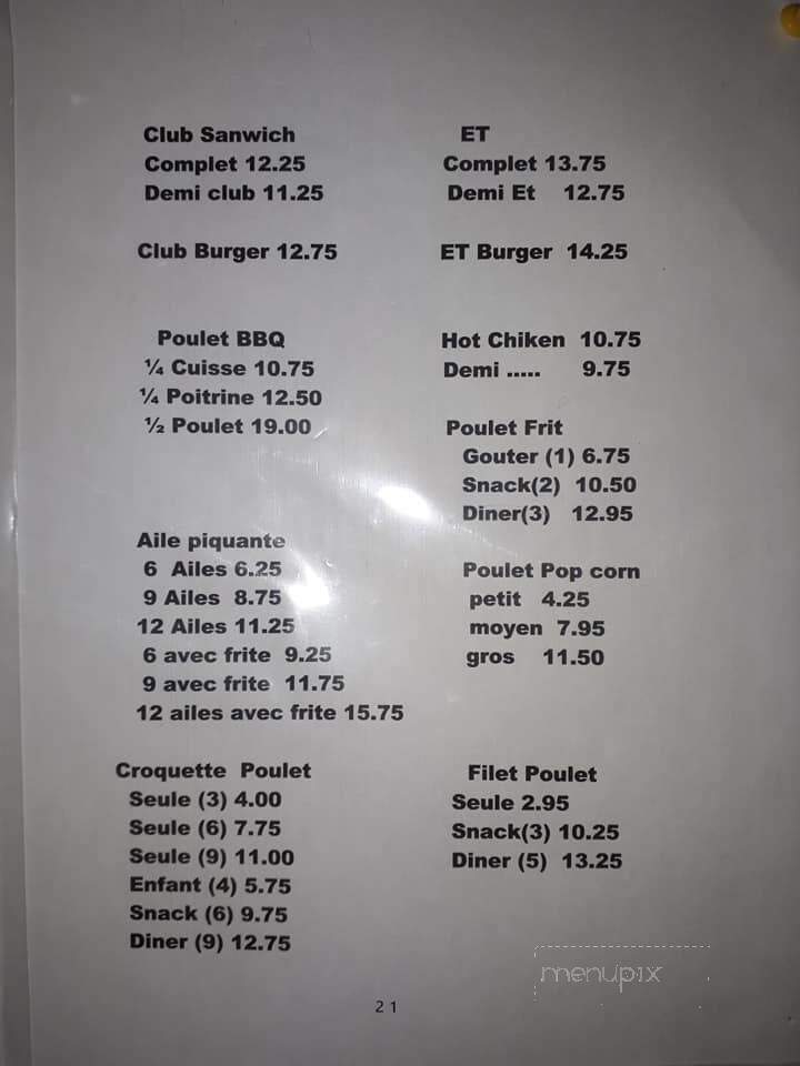 Resto du Coin - Saint-Alphonse-De-Caplan, QC menu_pic