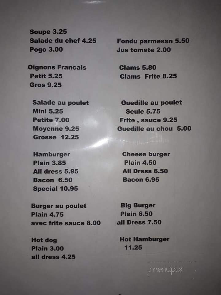 Resto du Coin - Saint-Alphonse-De-Caplan, QC menu_pic