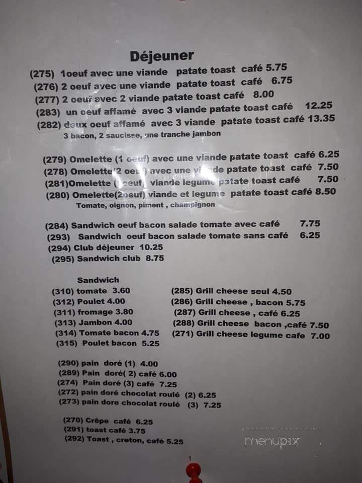Resto du Coin - Saint-Alphonse-De-Caplan, QC menu_pic