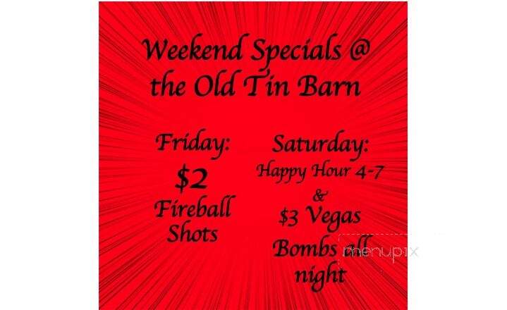 Old Tin Barn & Grill - Jacob, IL menu_pic