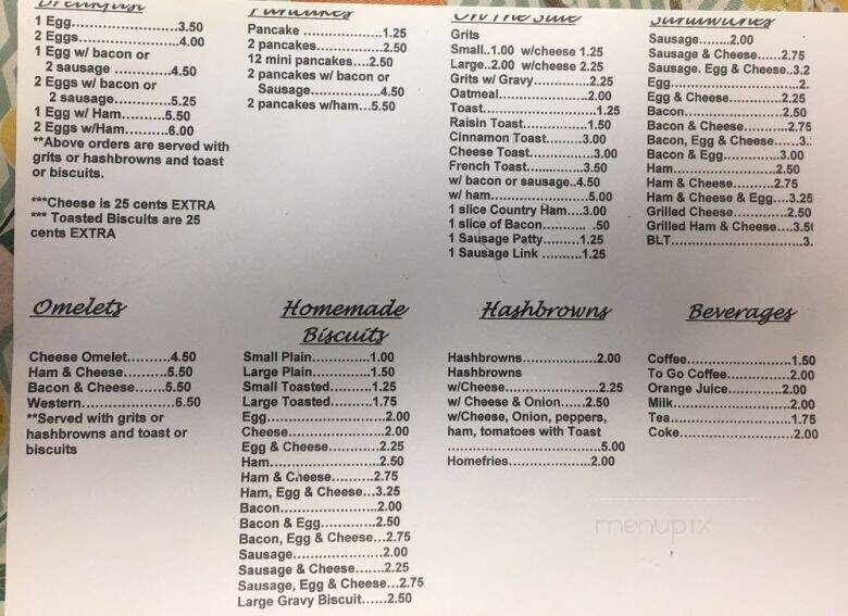 Miss Jane's Restaurant - Warrenton, GA menu_pic