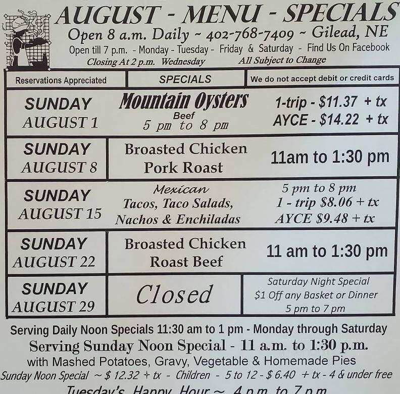 Pioneers Inn - Gilead, NE menu_pic
