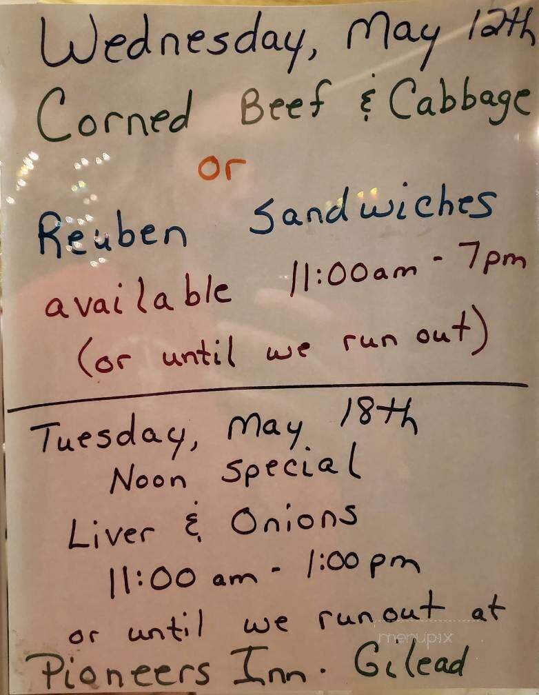 Pioneers Inn - Gilead, NE menu_pic