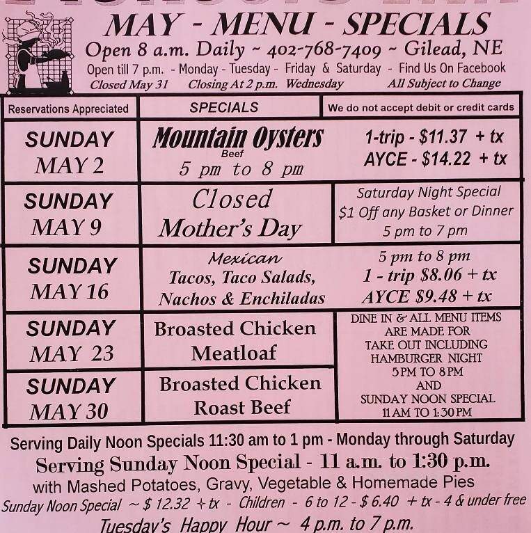 Pioneers Inn - Gilead, NE menu_pic