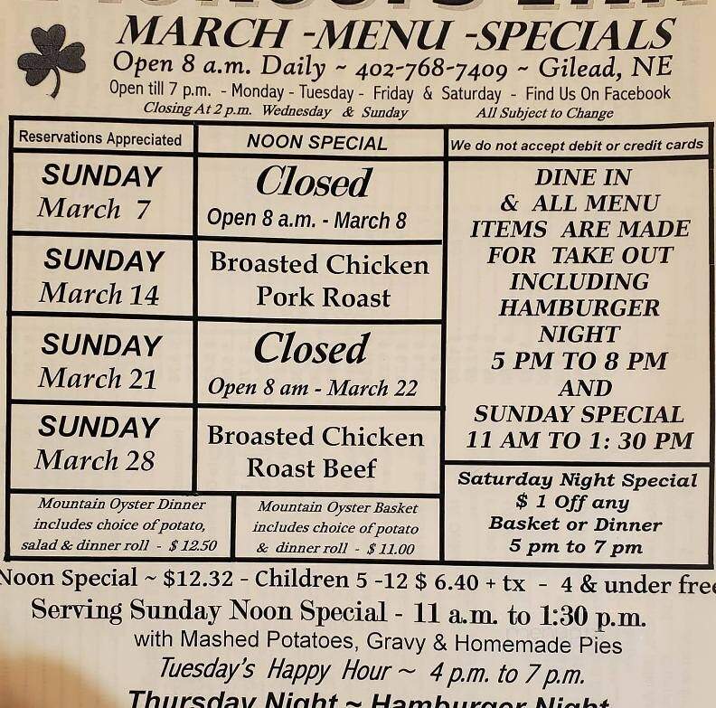 Pioneers Inn - Gilead, NE menu_pic