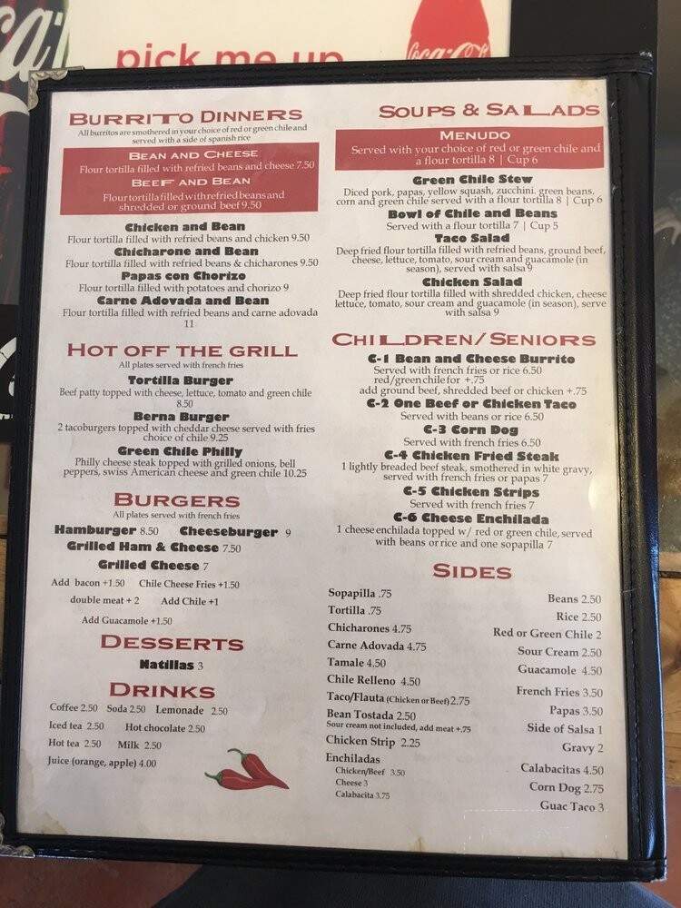 Abuelita's New Mexican Restaurant - Bernalillo, NM menu_pic