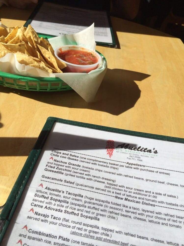 Abuelita's New Mexican Restaurant - Bernalillo, NM menu_pic