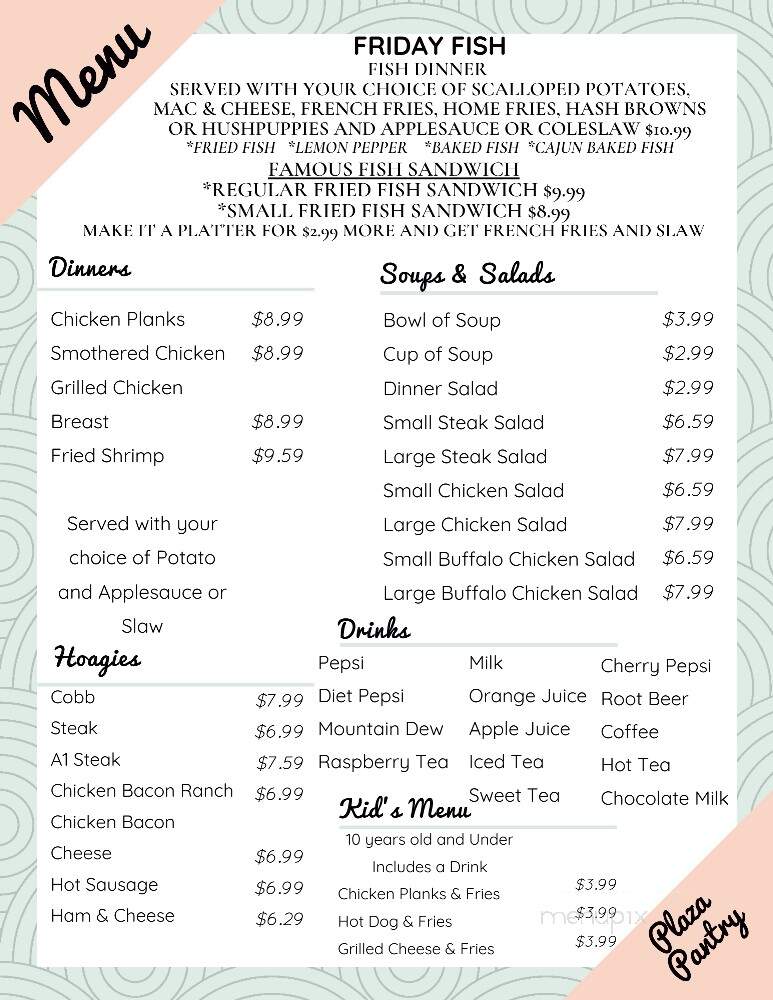 Plaza Pantry - East Brady, PA menu_pic