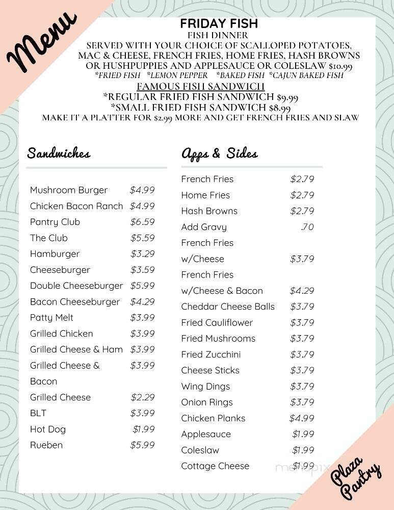Plaza Pantry - East Brady, PA menu_pic
