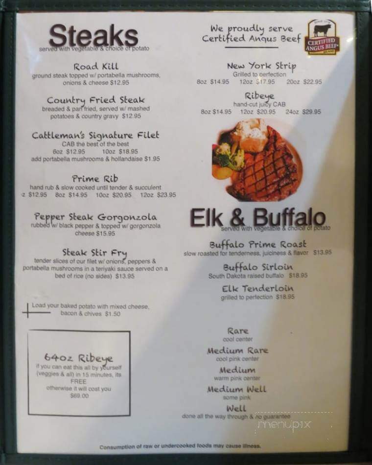 Cattlemans Steakhouse & Fish - Custer, SD menu_pic