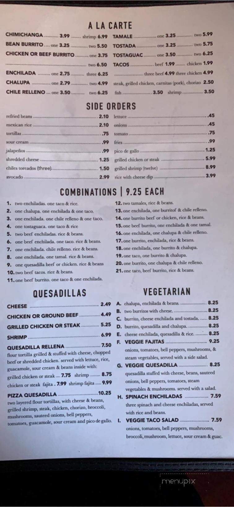 Casa Mexicana - Shelbyville, TN menu_pic