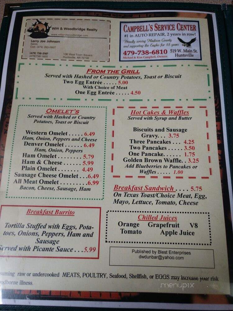 Crossbow Restaurant - Huntsville, AR menu_pic