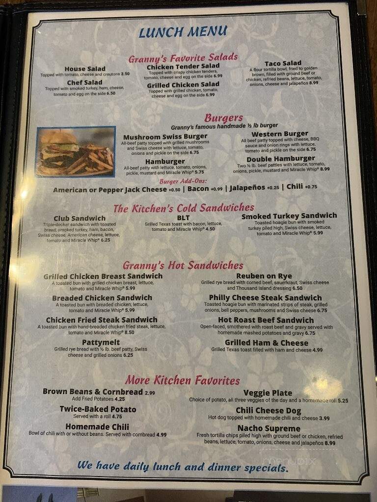 Grannys Kitchen - Huntsville, AR menu_pic