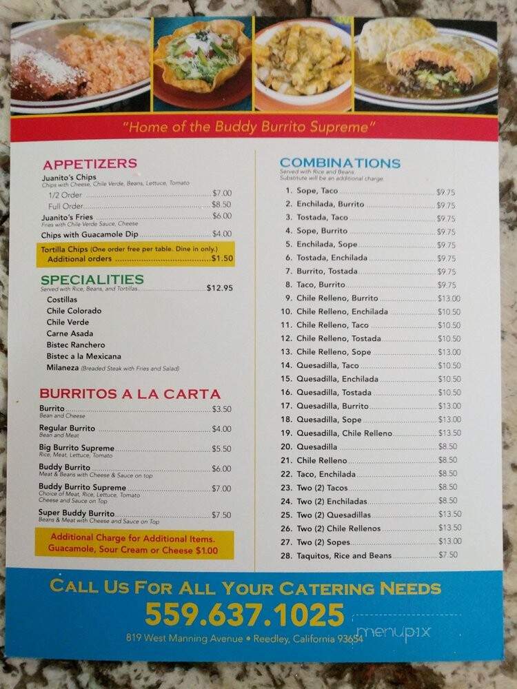 Juanito's Mexican Restaurant - Reedley, CA menu_pic