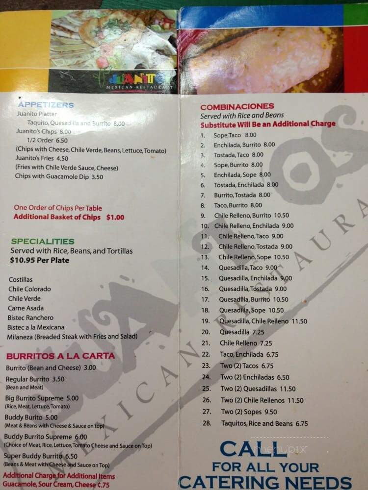 Juanito's Mexican Restaurant - Reedley, CA menu_pic