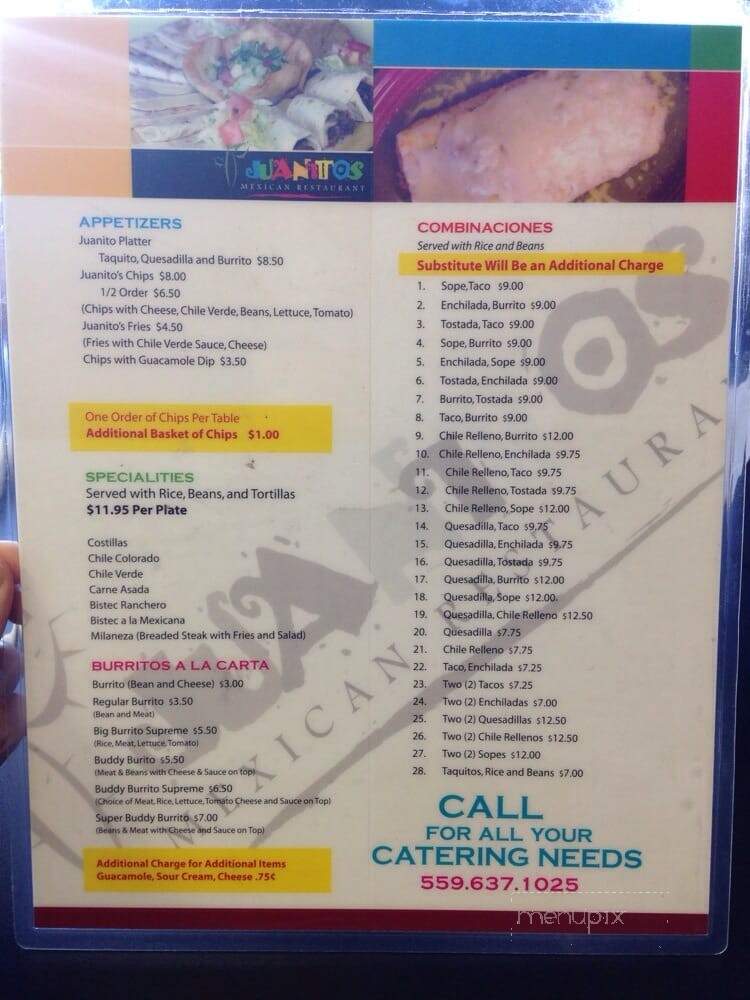 Juanito's Mexican Restaurant - Reedley, CA menu_pic