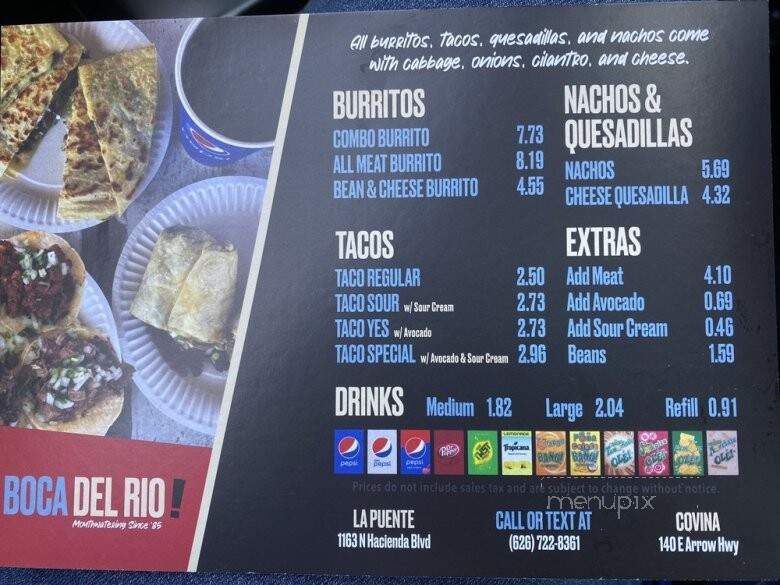 Boca Del Rio - La Puente, CA menu_pic