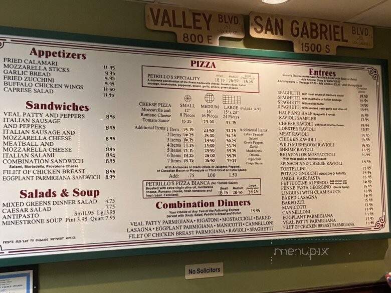 Petrillo's Pizza Restaurant - Glendora, CA menu_pic