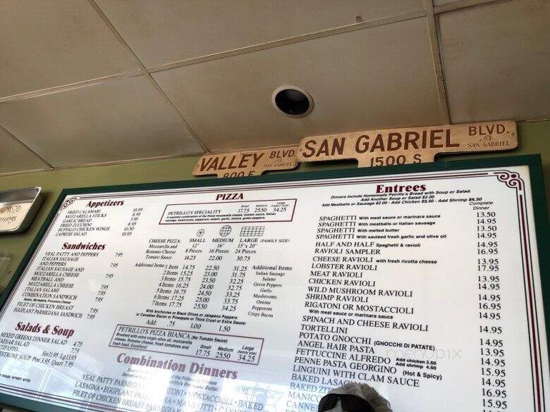 Petrillo's Pizza Restaurant - Glendora, CA menu_pic