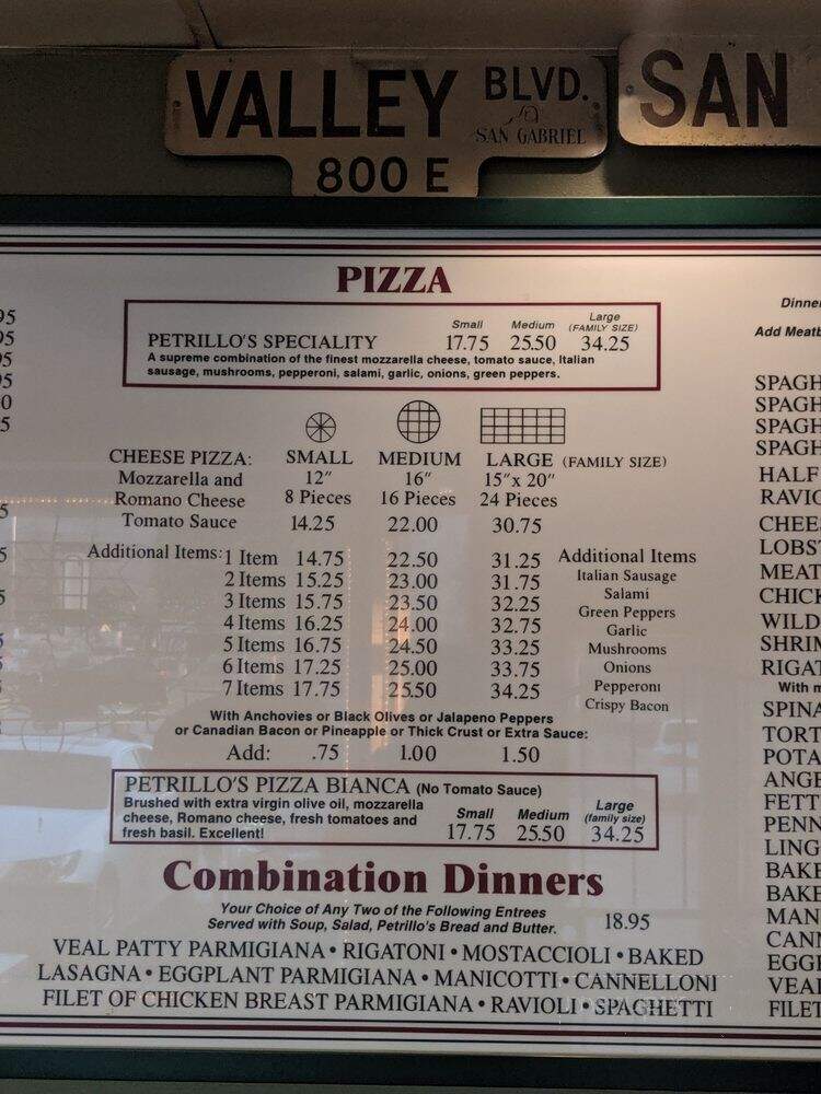 Petrillo's Pizza Restaurant - Glendora, CA menu_pic