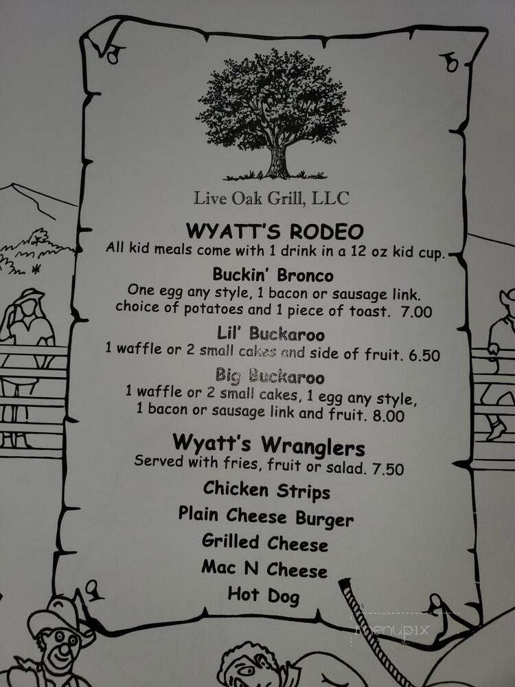 Live Oak Grill - Kelseyville, CA menu_pic