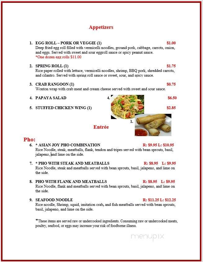 Asian Joy - Green Bay, WI menu_pic