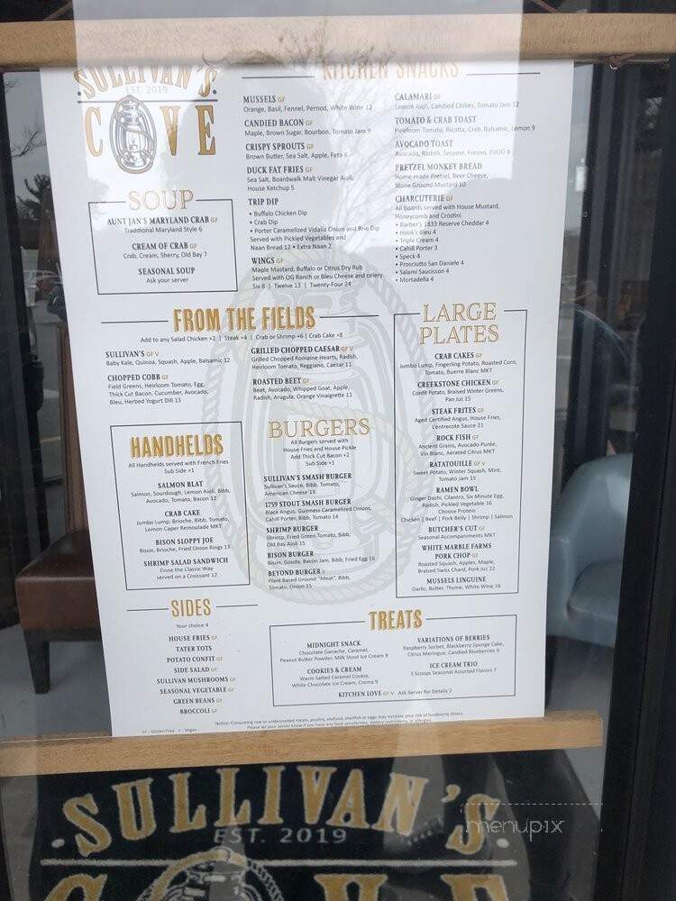 Sullivan's Cove - Severna Park, MD menu_pic