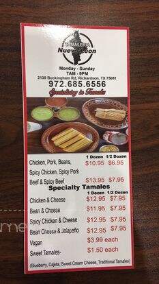 Tamaleria Nuevo Leon - Richardson, TX menu_pic