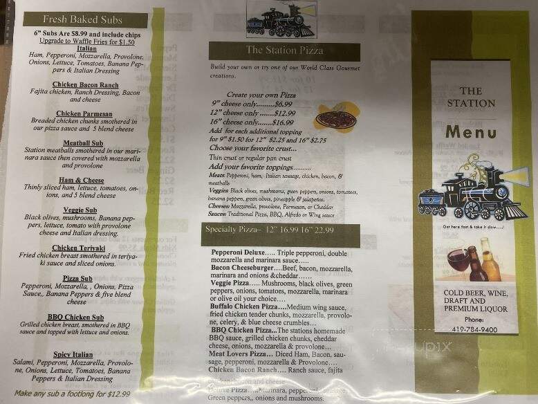 The Station Bar & Grill - Defiance, OH menu_pic