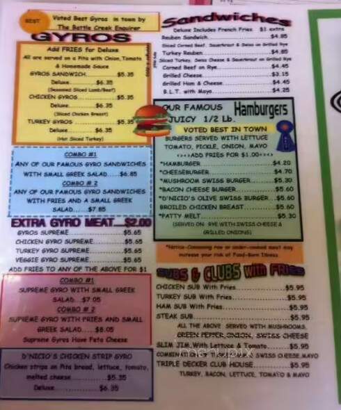 D'nicio's Parlour - Kalamazoo, MI menu_pic
