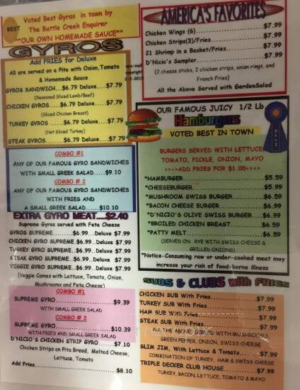 D'nicio's Parlour - Kalamazoo, MI menu_pic