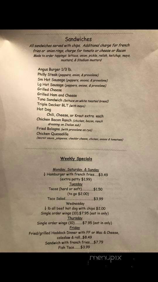 Holiday Bar - Warren, OH menu_pic