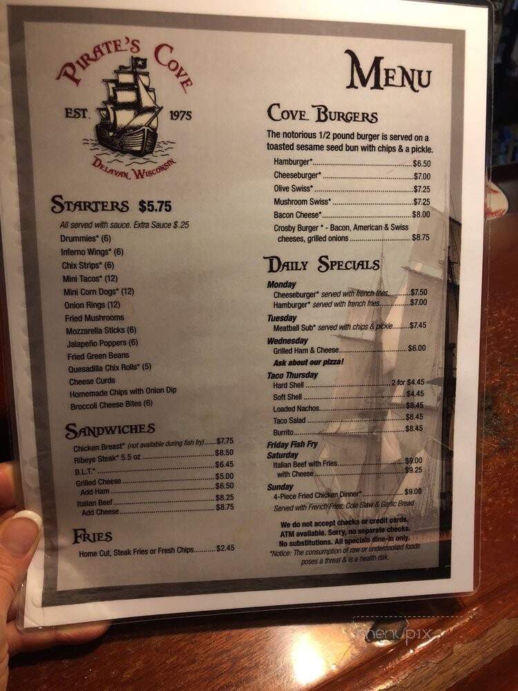 Pirate's Cove - Delavan, WI menu_pic
