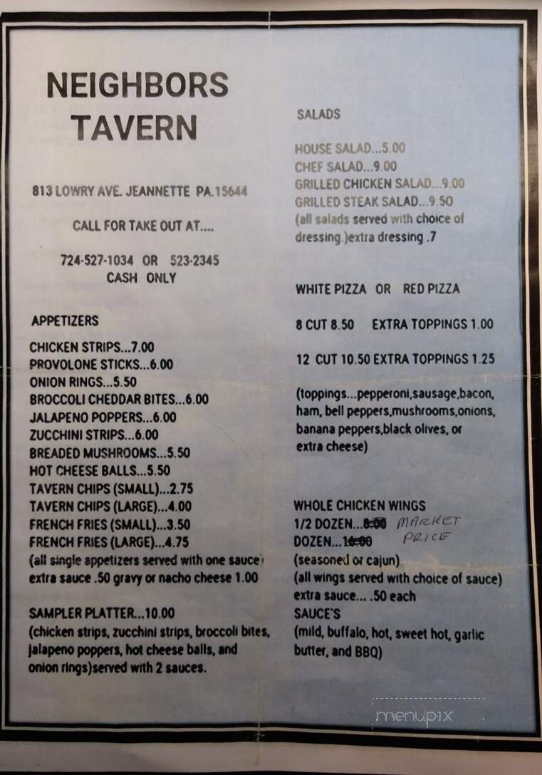 Neighbors Tavern - Jeannette, PA menu_pic