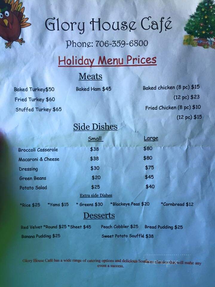Glory House Cafe - Lincolnton, GA menu_pic