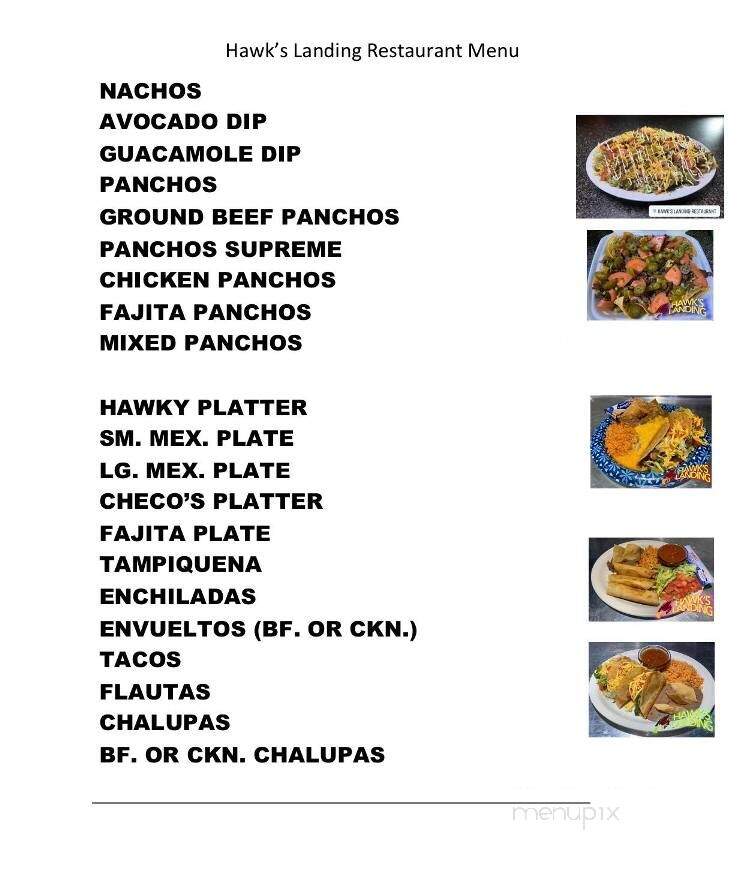 Hawk's Landing - Zapata, TX menu_pic