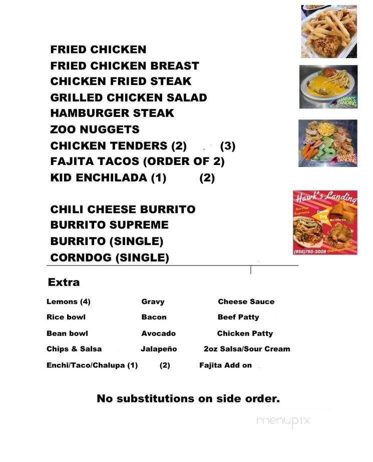 Hawk's Landing - Zapata, TX menu_pic