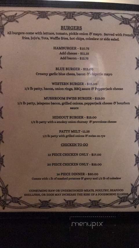 O Aces - De Borgia, MT menu_pic
