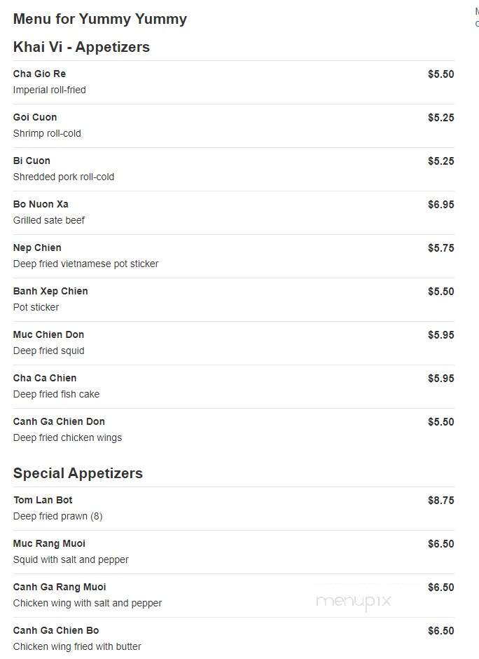 Yummy Yummy - Saddle Brook, NJ menu_pic
