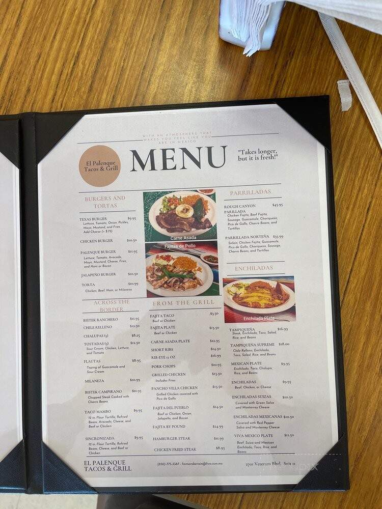Online Menu of El Palenque Tacos Grill Del Rio TX