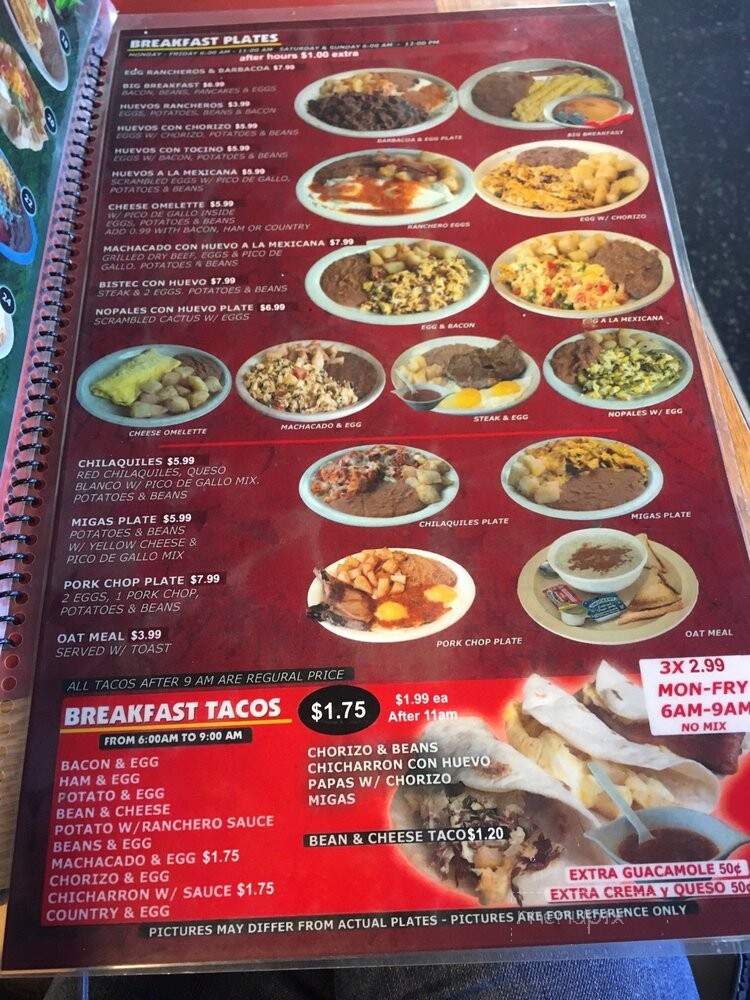 Taqueria Tequila Jalisco - San Antonio, TX menu_pic